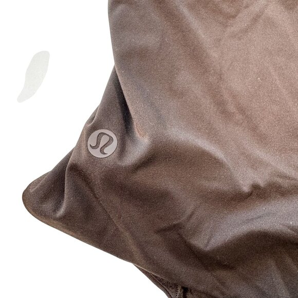 Lululemon Mock-Neck Bodysuit Nulu Fabric Thong Cut Sleeveless Brown Size L - Picture 3 of 8
